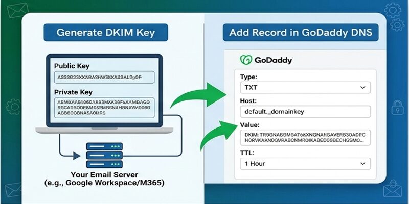 How to add DKIM record in GoDaddy content img