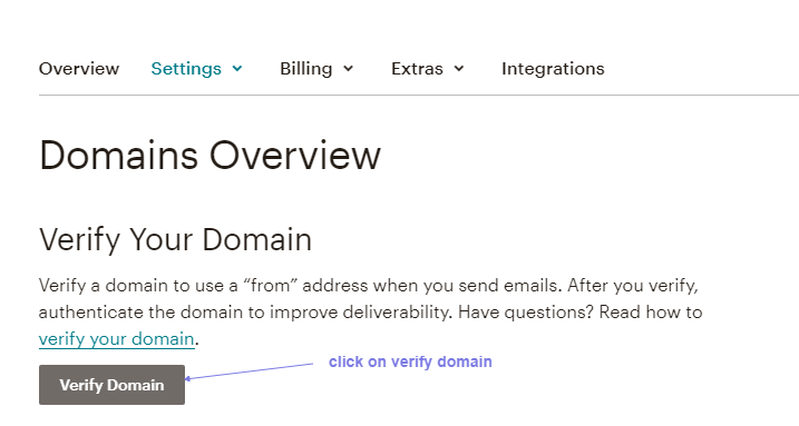 mailchimp verify domain click option