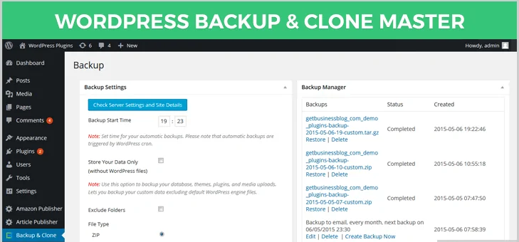 wordpress backup and clone master plugin
