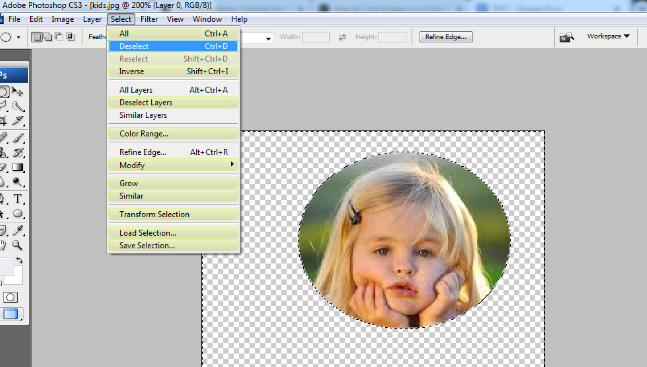 crop the circular image in photoshop 7