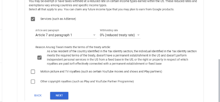 Submit Tax Information Form in Google Adsense for YouTube and Blog 13