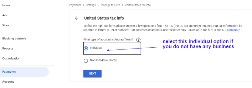 Submit Tax Information Form in Google Adsense for YouTube and Blog 7