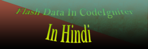 flash data in codeigniter in hindi