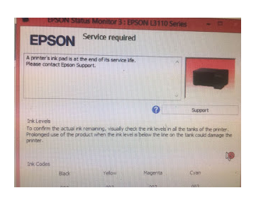 ink pad service expired errror