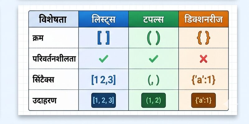 Python Lists vs Tuples vs Dictionaries in Hindi content img