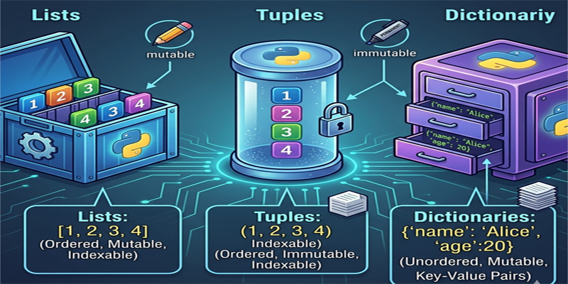 Python lists vs tuples vs dictionaries content img