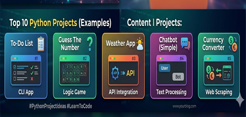Top 10 Python Projects for Beginners content img
