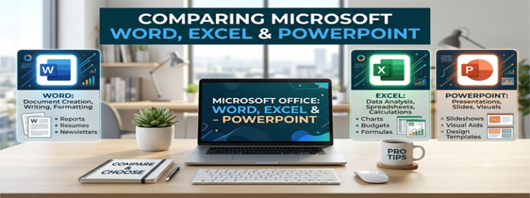 Microsoft Word Excel PowerPoint differences feature img
